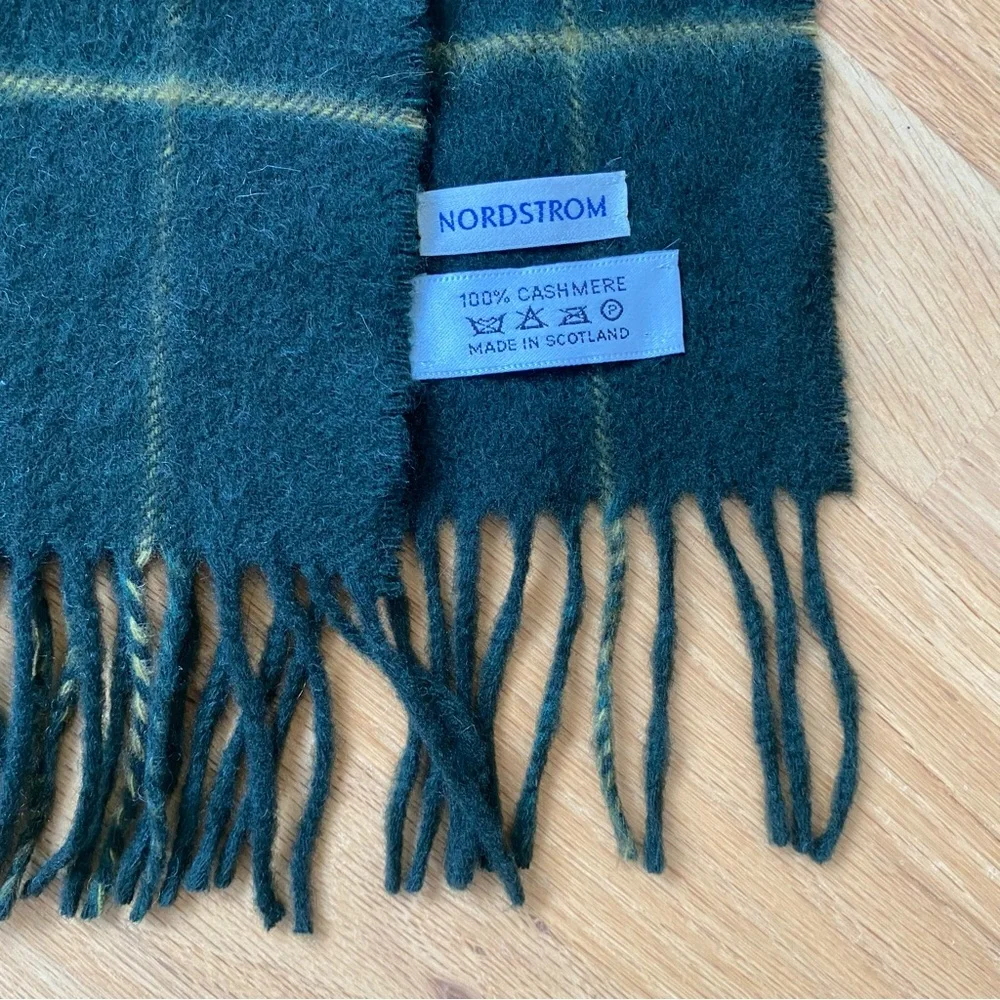 Nordstrom Cashmere Plaid Scarf in Green and Yellow